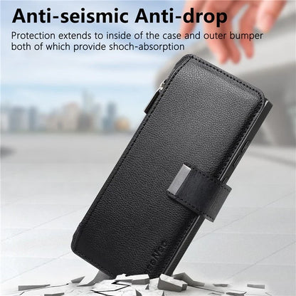 CASENEO MW-02 For Samsung Galaxy S24 Ultra Case Zipper Pocket PU Leather Stand Phone Cover