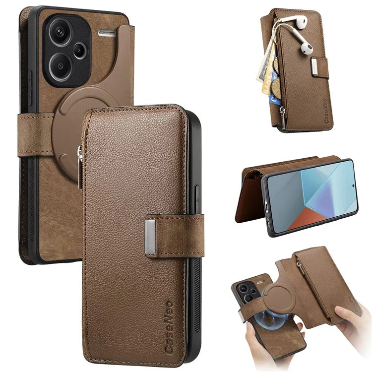 CASENEO MW-02 For Xiaomi Redmi Note 13 Pro+ 5G Case Magnetic Detachable Zipper Leather Cover