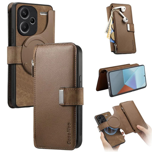 CASENEO MW-02 For Xiaomi Redmi Note 13 Pro+ 5G Case Magnetic Detachable Zipper Leather Cover
