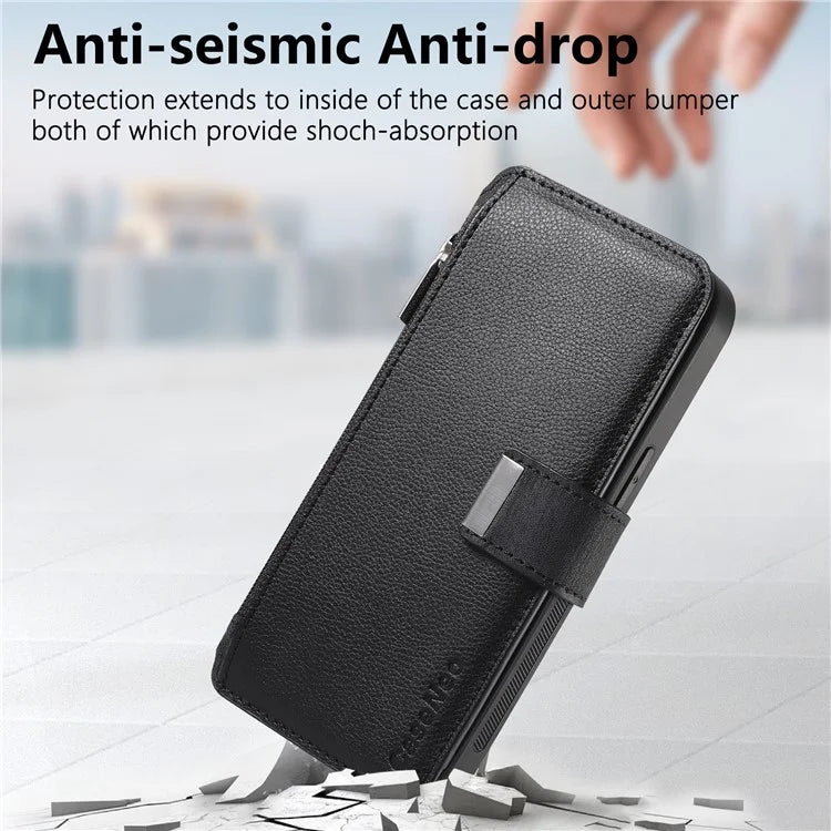CASENEO MW-02 For Xiaomi Redmi Note 13 Pro+ 5G Case Magnetic Detachable Zipper Leather Cover