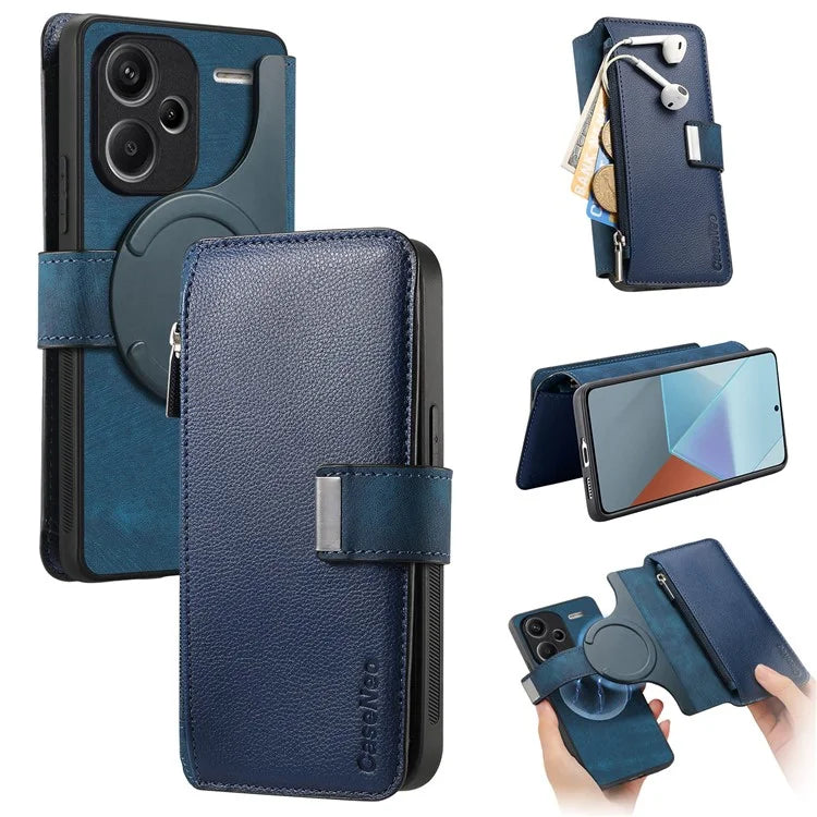 CASENEO MW-02 For Xiaomi Redmi Note 13 Pro+ 5G Case Magnetic Detachable Zipper Leather Cover