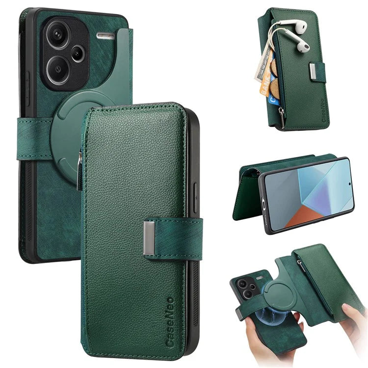 CASENEO MW-02 For Xiaomi Redmi Note 13 Pro+ 5G Case Magnetic Detachable Zipper Leather Cover