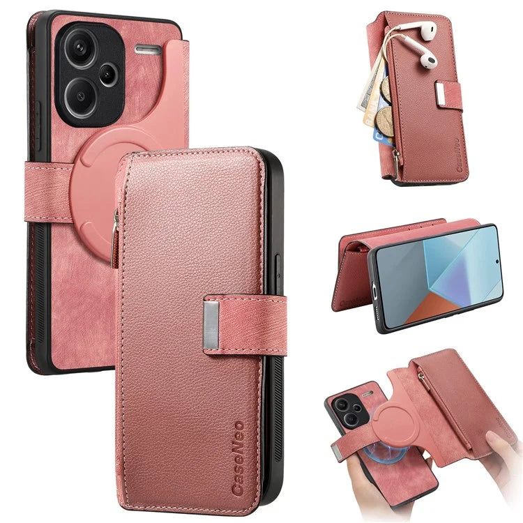 CASENEO MW-02 For Xiaomi Redmi Note 13 Pro+ 5G Case Magnetic Detachable Zipper Leather Cover