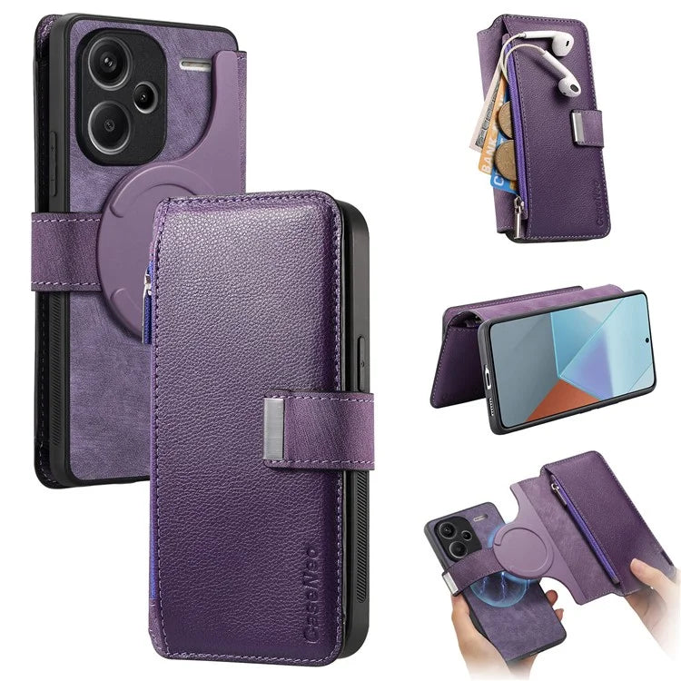 CASENEO MW-02 For Xiaomi Redmi Note 13 Pro+ 5G Case Magnetic Detachable Zipper Leather Cover