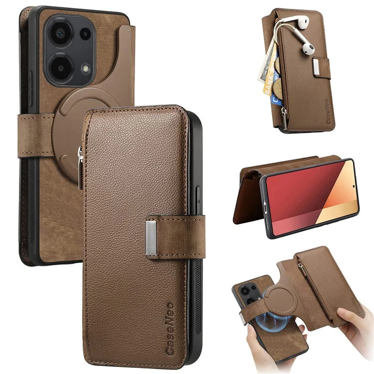 CASENEO MW-02 For Xiaomi Poco M6 Pro 4G / Redmi Note 13 Pro 4G Leather Case Detachable Phone Cover