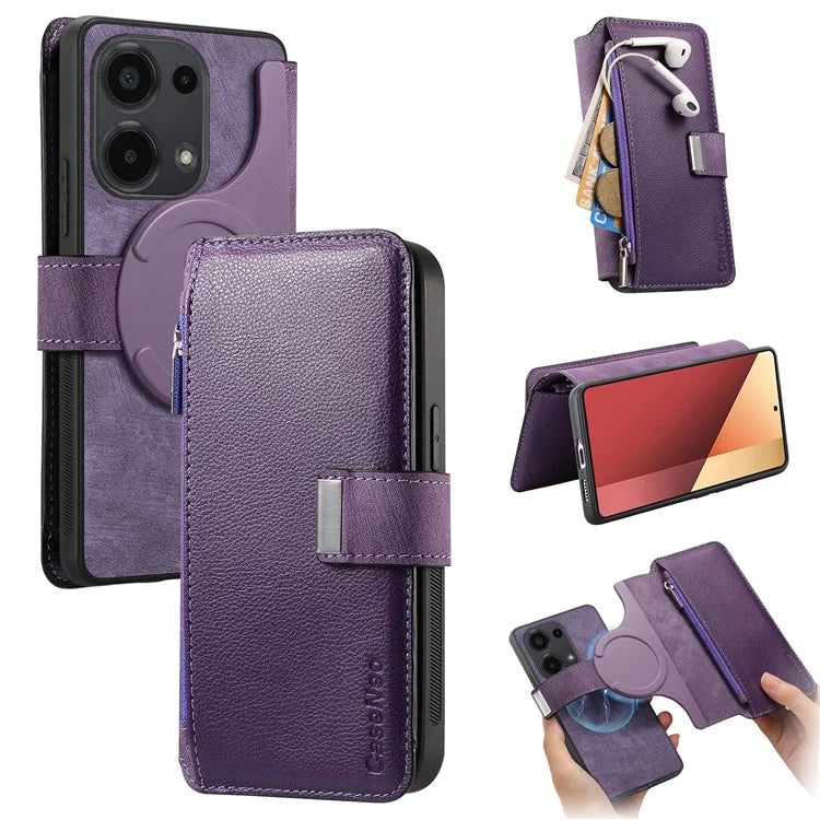 CASENEO MW-02 For Xiaomi Poco M6 Pro 4G / Redmi Note 13 Pro 4G Leather Case Detachable Phone Cover