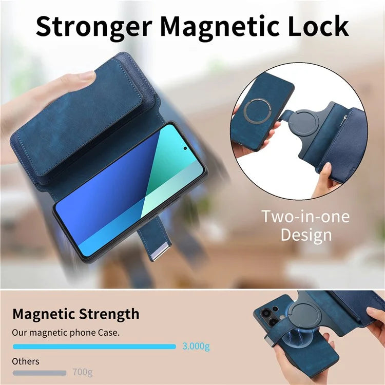 CASENEO MW-02 For Xiaomi Redmi Note 13 4G Case Magnetic Detachable Phone Leather Cover