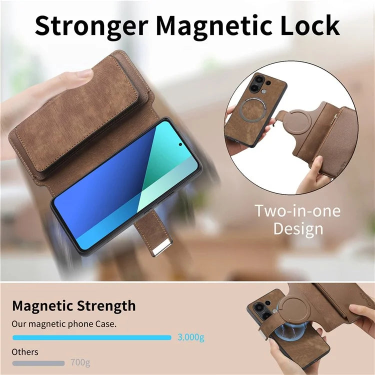 CASENEO MW-02 For Xiaomi Redmi Note 13 4G Case Magnetic Detachable Phone Leather Cover