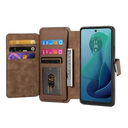CASENEO MW-02 For Motorola Moto G 5G (2024) Case Zipper Wallet Leather Detachable Phone Cover