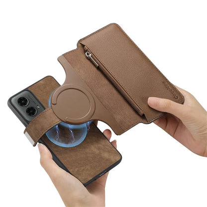 CASENEO MW-02 For Motorola Moto G 5G (2024) Case Zipper Wallet Leather Detachable Phone Cover