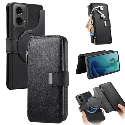 CASENEO MW-02 For Motorola Moto G 5G (2024) Case Zipper Wallet Leather Detachable Phone Cover