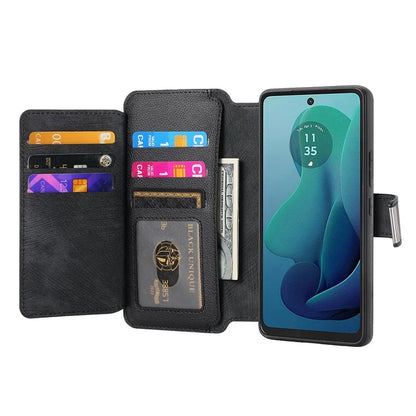 CASENEO MW-02 For Motorola Moto G 5G (2024) Case Zipper Wallet Leather Detachable Phone Cover