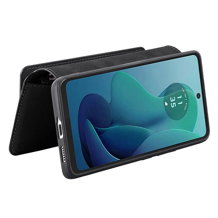 CASENEO MW-02 For Motorola Moto G 5G (2024) Case Zipper Wallet Leather Detachable Phone Cover