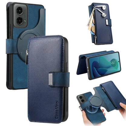 CASENEO MW-02 For Motorola Moto G 5G (2024) Case Zipper Wallet Leather Detachable Phone Cover