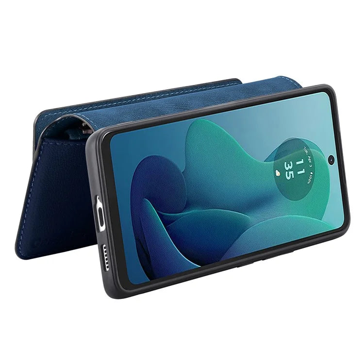 CASENEO MW-02 For Motorola Moto G 5G (2024) Case Zipper Wallet Leather Detachable Phone Cover