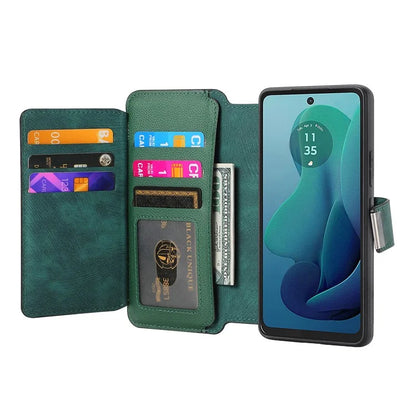 CASENEO MW-02 For Motorola Moto G 5G (2024) Case Zipper Wallet Leather Detachable Phone Cover