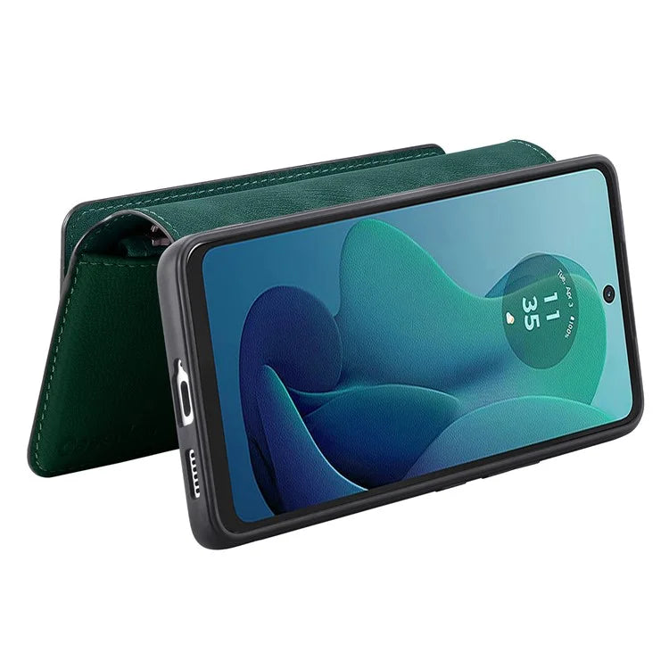 CASENEO MW-02 For Motorola Moto G 5G (2024) Case Zipper Wallet Leather Detachable Phone Cover