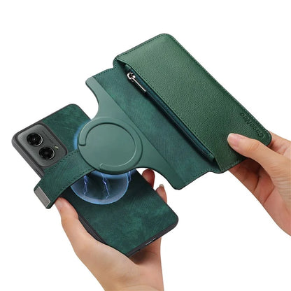 CASENEO MW-02 For Motorola Moto G 5G (2024) Case Zipper Wallet Leather Detachable Phone Cover