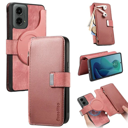 CASENEO MW-02 For Motorola Moto G 5G (2024) Case Zipper Wallet Leather Detachable Phone Cover