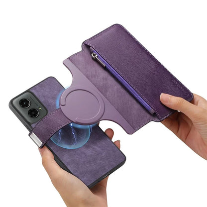 CASENEO MW-02 For Motorola Moto G 5G (2024) Case Zipper Wallet Leather Detachable Phone Cover