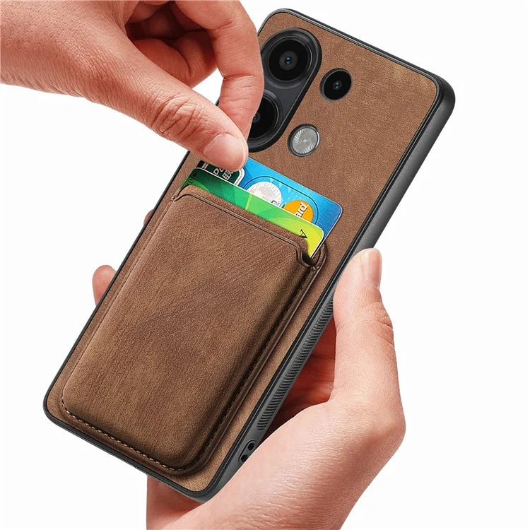 D12 For Xiaomi Redmi Note 13 4G Case Leather+TPU Retro Phone Cover with Detachable Card Slot