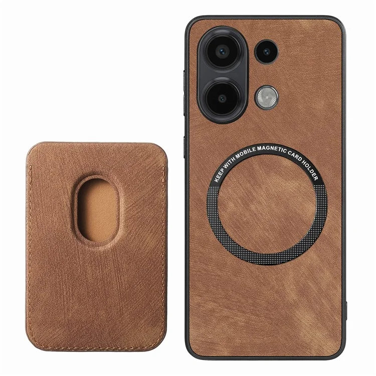 D12 For Xiaomi Redmi Note 13 4G Case Leather+TPU Retro Phone Cover with Detachable Card Slot