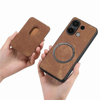 D12 For Xiaomi Redmi Note 13 4G Case Leather+TPU Retro Phone Cover with Detachable Card Slot