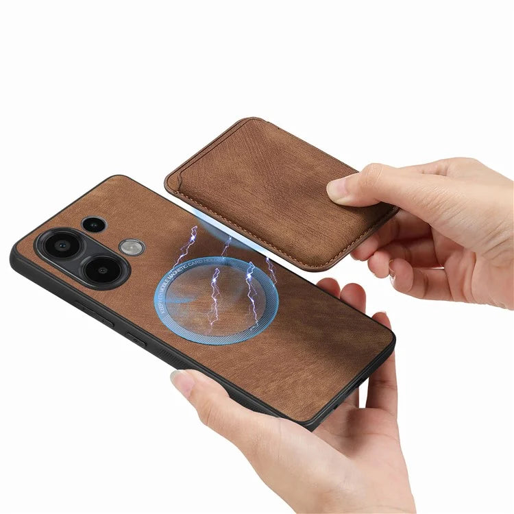 D12 For Xiaomi Redmi Note 13 4G Case Leather+TPU Retro Phone Cover with Detachable Card Slot