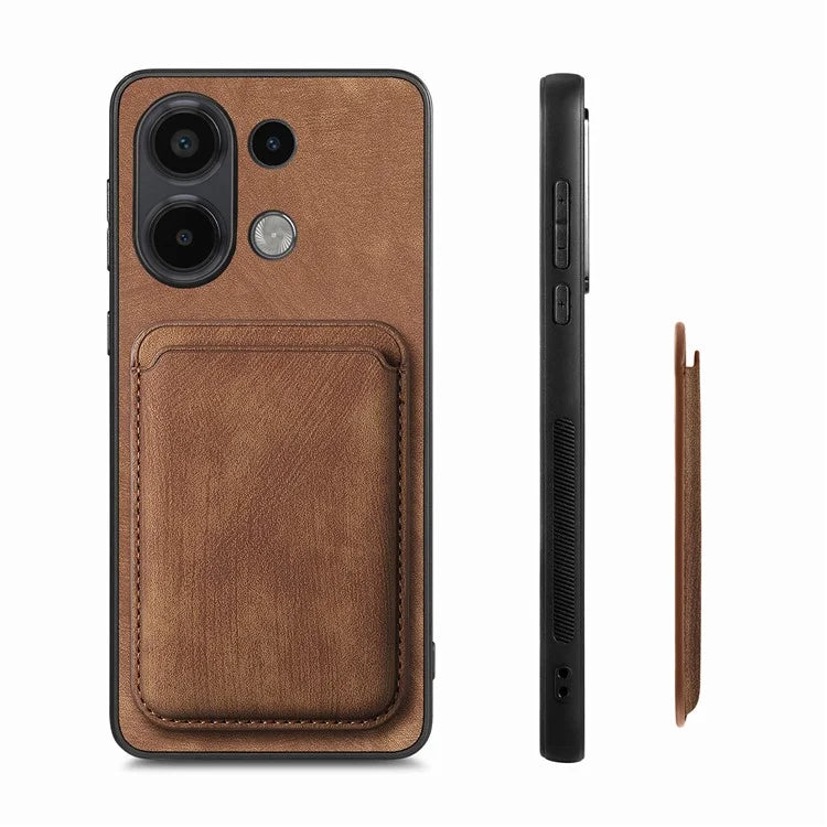 D12 For Xiaomi Redmi Note 13 4G Case Leather+TPU Retro Phone Cover with Detachable Card Slot