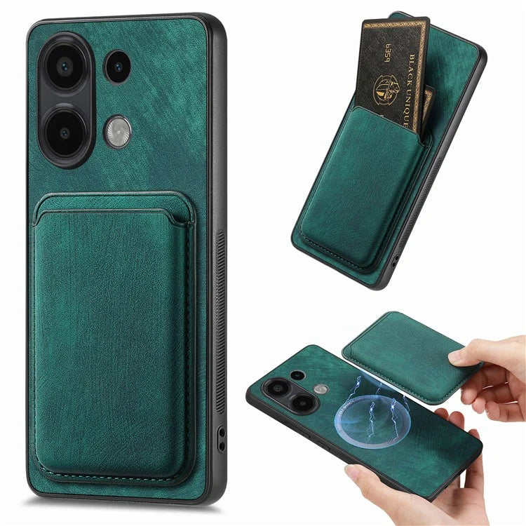 D12 For Xiaomi Redmi Note 13 4G Case Leather+TPU Retro Phone Cover with Detachable Card Slot