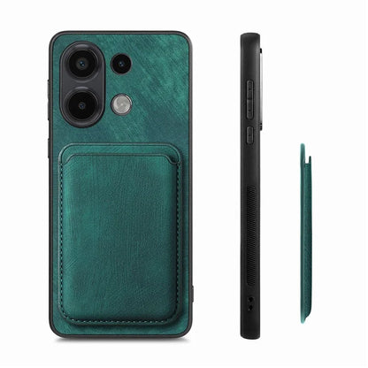 D12 For Xiaomi Redmi Note 13 4G Case Leather+TPU Retro Phone Cover with Detachable Card Slot