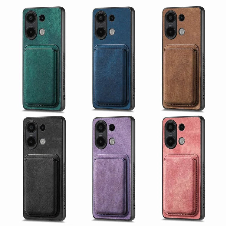 D12 For Xiaomi Redmi Note 13 4G Case Leather+TPU Retro Phone Cover with Detachable Card Slot