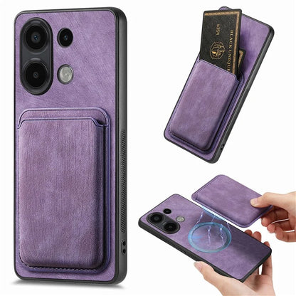 D12 For Xiaomi Redmi Note 13 4G Case Leather+TPU Retro Phone Cover with Detachable Card Slot