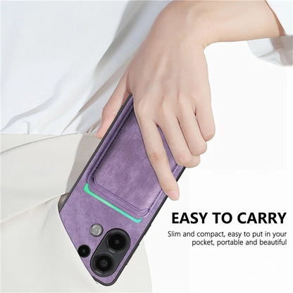 D12 For Xiaomi Redmi Note 13 4G Case Leather+TPU Retro Phone Cover with Detachable Card Slot