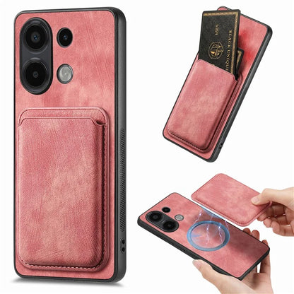 D12 For Xiaomi Redmi Note 13 4G Case Leather+TPU Retro Phone Cover with Detachable Card Slot