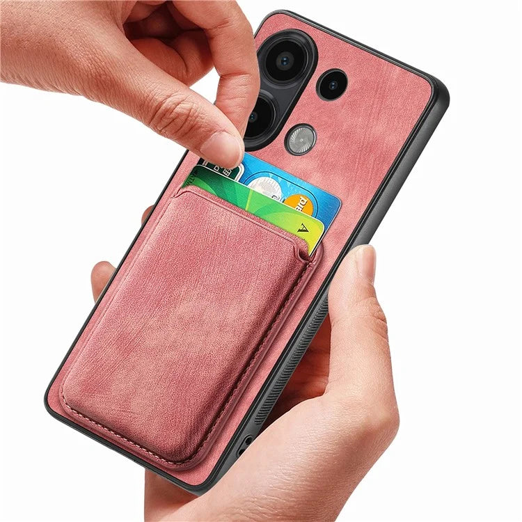 D12 For Xiaomi Redmi Note 13 4G Case Leather+TPU Retro Phone Cover with Detachable Card Slot
