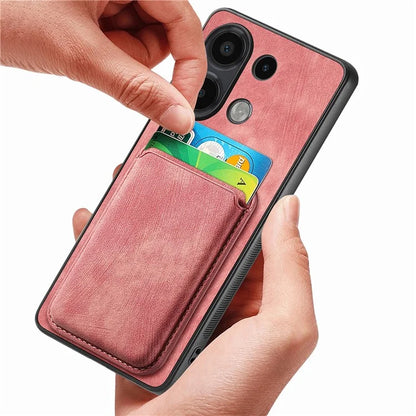 D12 For Xiaomi Redmi Note 13 4G Case Leather+TPU Retro Phone Cover with Detachable Card Slot