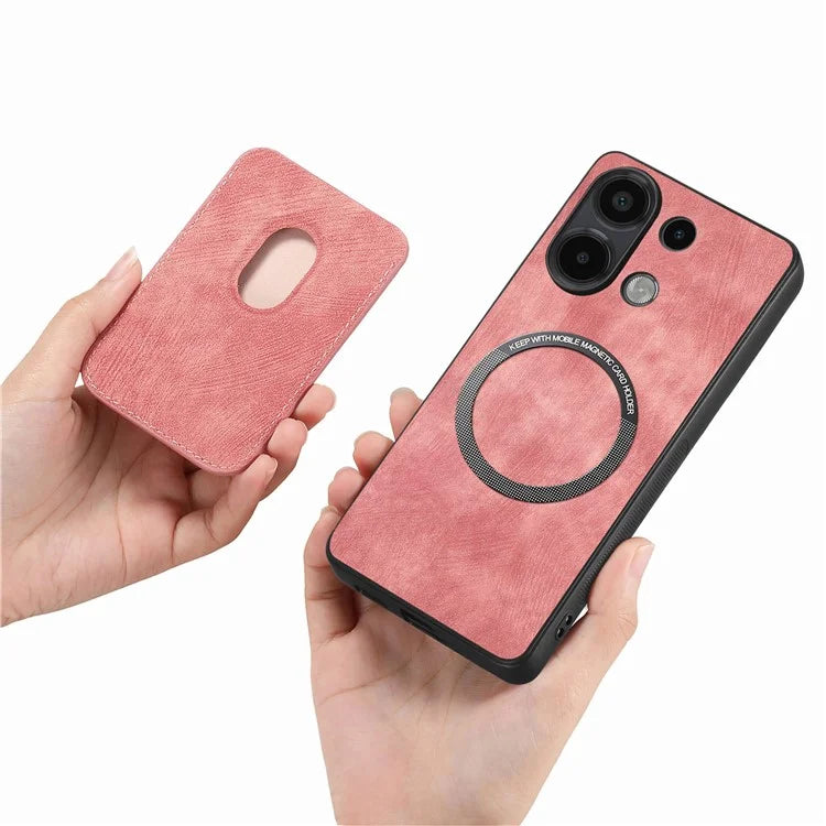D12 For Xiaomi Redmi Note 13 4G Case Leather+TPU Retro Phone Cover with Detachable Card Slot