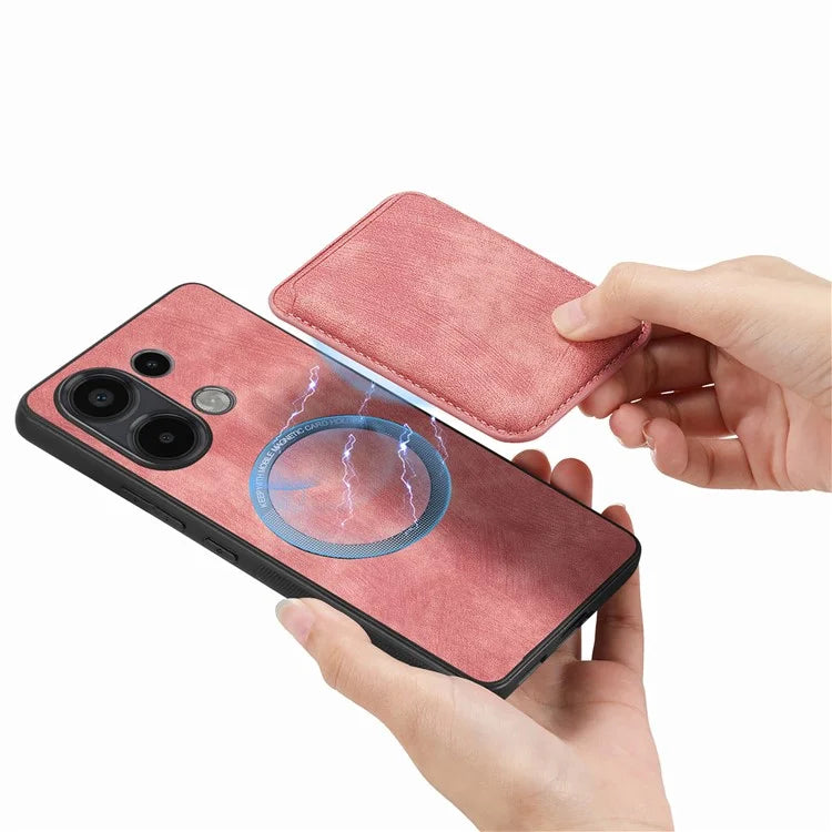 D12 For Xiaomi Redmi Note 13 4G Case Leather+TPU Retro Phone Cover with Detachable Card Slot