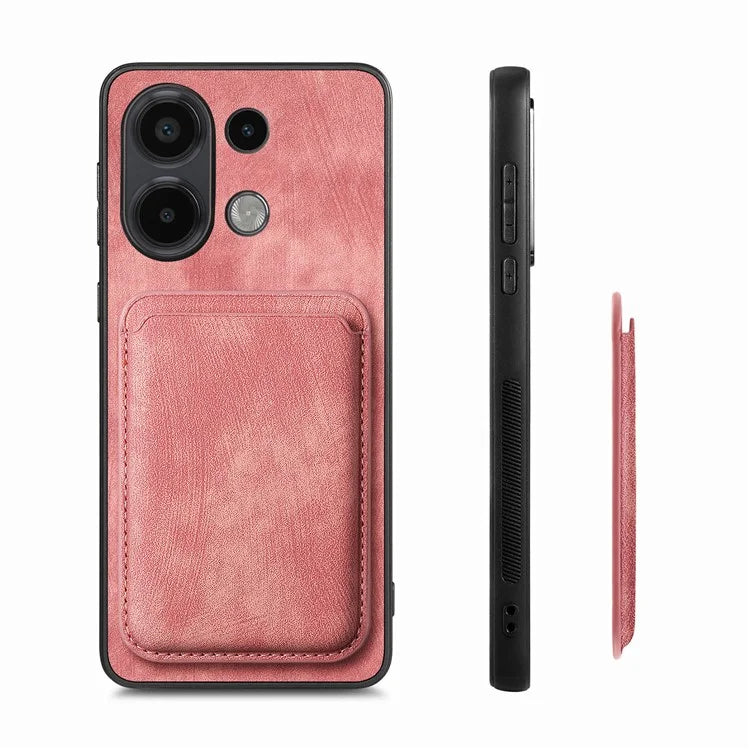 D12 For Xiaomi Redmi Note 13 4G Case Leather+TPU Retro Phone Cover with Detachable Card Slot