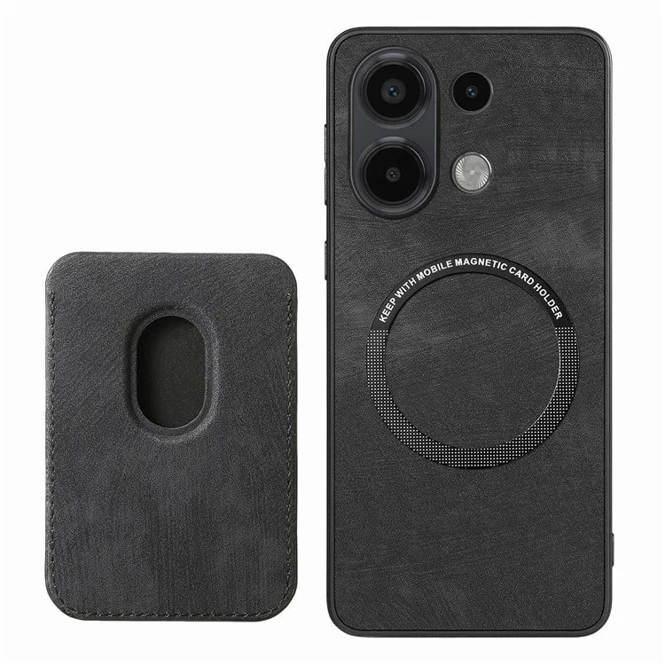 D12 For Xiaomi Redmi Note 13 4G Case Leather+TPU Retro Phone Cover with Detachable Card Slot