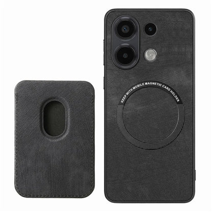 D12 For Xiaomi Redmi Note 13 4G Case Leather+TPU Retro Phone Cover with Detachable Card Slot