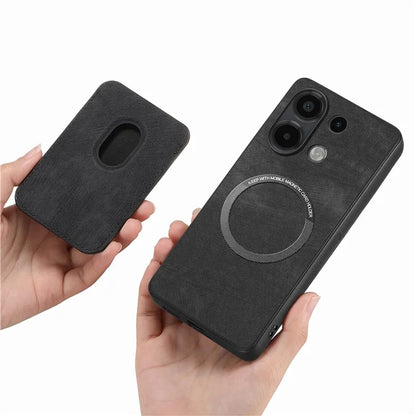 D12 For Xiaomi Redmi Note 13 4G Case Leather+TPU Retro Phone Cover with Detachable Card Slot