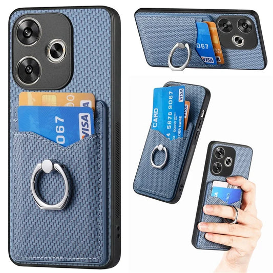 For Xiaomi Poco F6 5G / Redmi Turbo 3 5G Case Card Slots Ring Holder Kickstand Phone Cover