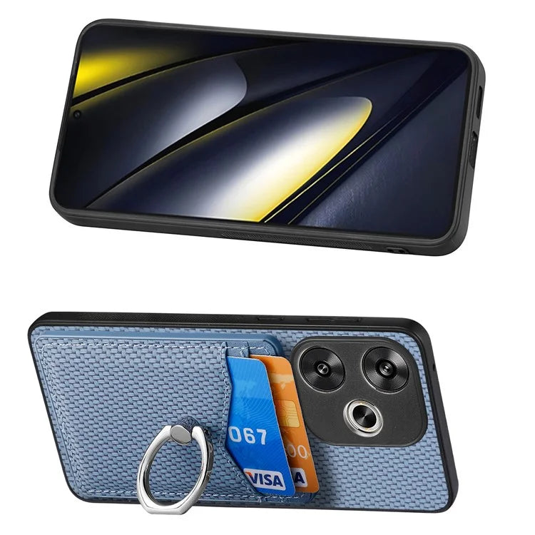 For Xiaomi Poco F6 5G / Redmi Turbo 3 5G Case Card Slots Ring Holder Kickstand Phone Cover