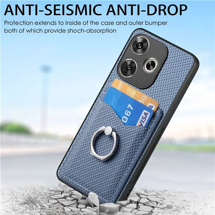 For Xiaomi Poco F6 5G / Redmi Turbo 3 5G Case Card Slots Ring Holder Kickstand Phone Cover