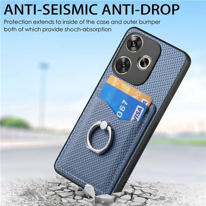 For Xiaomi Poco F6 5G / Redmi Turbo 3 5G Case Card Slots Ring Holder Kickstand Phone Cover