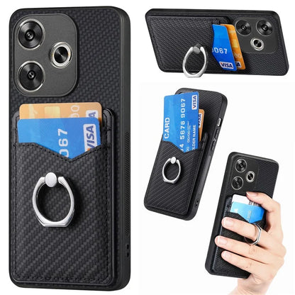 For Xiaomi Poco F6 5G / Redmi Turbo 3 5G Case Card Slots Ring Holder Kickstand Phone Cover