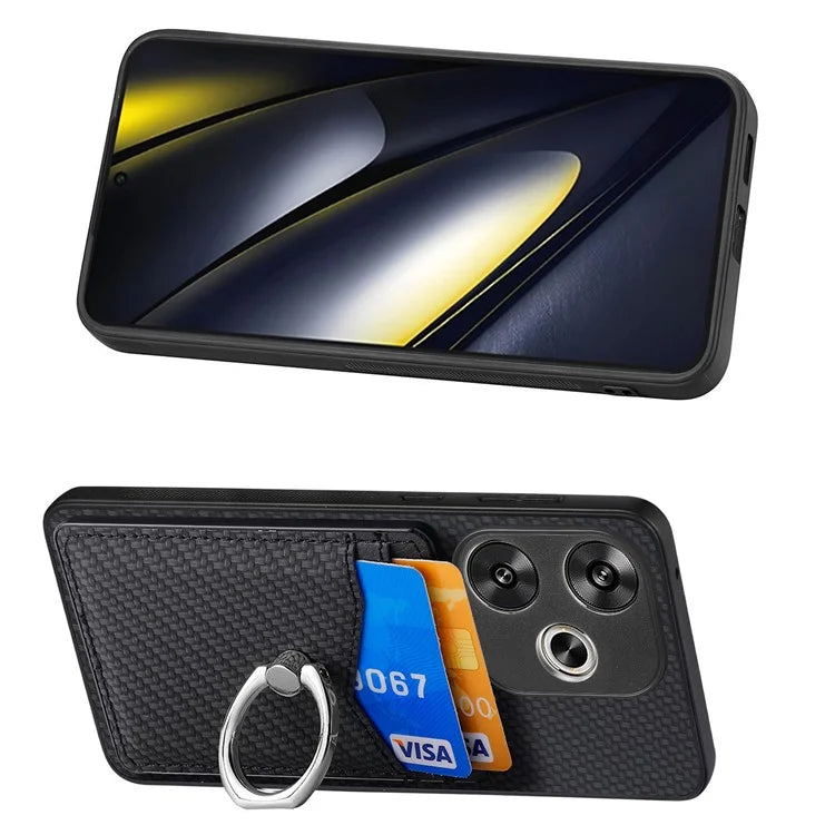 For Xiaomi Poco F6 5G / Redmi Turbo 3 5G Case Card Slots Ring Holder Kickstand Phone Cover