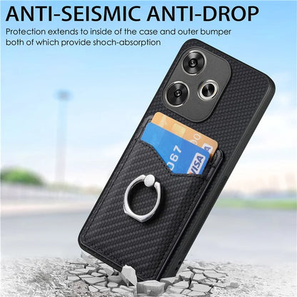 For Xiaomi Poco F6 5G / Redmi Turbo 3 5G Case Card Slots Ring Holder Kickstand Phone Cover